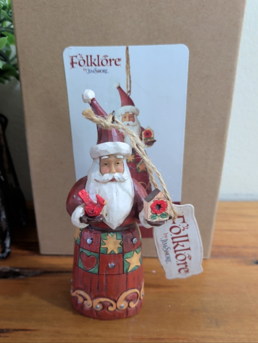 Jim Shore Folklore 2018 Santa with Birdhouse Hanging Ornament # 6001450